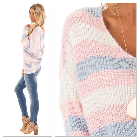 Candy Striped Twisted Back Sweater - Picture 4 of 6